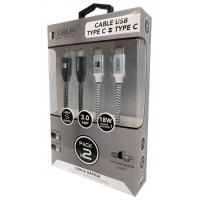 CABLE SUBBLIM 2X PREMIUM USB C TO USB C ALU BLACK/SILVER en Huesoi