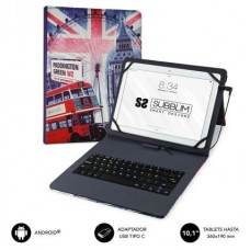 FUNDA TABLET SUBBLIM KEYTAB USB 10,1" ENGLAND en Huesoi