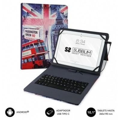 FUNDA TABLET SUBBLIM KEYTAB USB 10,1" ENGLAND en Huesoi