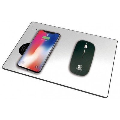 CARGADOR SUBBLIM MOUSEPAD WIRELESS CHARGER ALUMINUM SILVER 10W en Huesoi