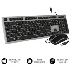 SUBBLIM Teclado Ergonómico y ratón con cable USB Plano Silencioso Gris/Negro Ergo (Espera 4 dias) en Huesoi