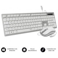 SUBBLIM Teclado Ergonómico y ratón con cable USB Plano Silencioso Plateado/Blanco Ergo (Espera 4 dias) en Huesoi