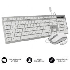 SUBBLIM Teclado Ergonómico y ratón con cable USB Plano Silencioso Plateado/Blanco Ergo (Espera 4 dias) en Huesoi