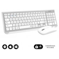 SUBBLIM Teclado con Ratón Bluetooth + 2.4G Combo Dual Prestige Extendido Plata/Blanco (Espera 4 dias) en Huesoi