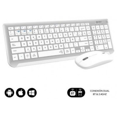 SUBBLIM Teclado con Ratón Bluetooth + 2.4G Combo Dual Prestige Extendido Plata/Blanco (Espera 4 dias) en Huesoi