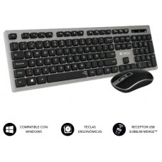SUBBLIM Teclado Ergonómico y ratón inalámbricos Plano Silencioso Gris/Negro Ergo (Espera 4 dias) en Huesoi