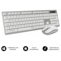SUBBLIM Teclado Ergonómico y ratón inalámbricos Plano Silencioso Plateado/Blanco Ergo (Espera 4 dias) en Huesoi