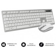 SUBBLIM Teclado Ergonómico y ratón inalámbricos Plano Silencioso Plateado/Blanco Ergo (Espera 4 dias) en Huesoi