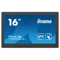 MONITOR IIYAMA 15,6" PCAP BEZEL FREE FRONT, 10P TOUCH, 1920X1080, HDMI, 385CD/M2 (WITH TOUCH), 800:1, USB INTERFACE, SD-CARD, MEDIA PLAYER, EXTERNAL POWER ADAPTER, SPEAKERS, REMOTE CONTROL10P TOUCH WITH SUPPORTED OS (T1624MSC-B1) (Espera 4 dias) en H