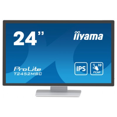 MONITOR IIYAMA 24" WHITE BONDED PCAP 10P TOUCH, 1920X1080, IPS-PANEL, FLAT BEZEL FREE GLASS FRONT, HDMI, DISPLAYPORT, 360CD/M² (WITH TOUCH), USB HUB 2X 3.0, SPEAKERS (T2452MSC-W1) (Espera 4 dias) en Huesoi