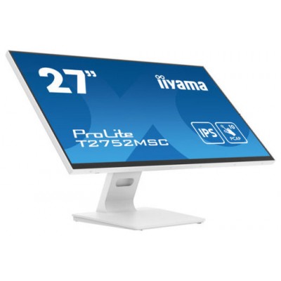 MONITOR IIYAMA 27" WHITE BONDED PCAP 10P TOUCH, 1920X1080, IPS-PANEL, FLAT BEZEL FREE GLASS FRONT, HDMI, DISPLAYPORT, 360CD/M² (WITH TOUCH), USB HUB 2X 3.2, SPEAKERS (T2752MSC-W1) (Espera 4 dias) en Huesoi