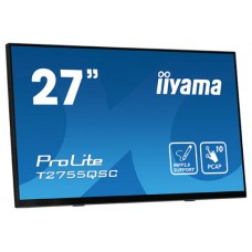 MONITOR IIYAMA 27" IPS BONDED PCAP 10P TOUCH, MPP2.0 (ACTIVE STYLUS) SUPPORTED, 2560X1440, FLAT BEZEL FREE GLASS FRONT, HDMI, DISPLAYPORT, 360CD/M², USB HUB 2X 3.2, SPEAKERS, BOOKSTAND (T2755QSC-B1) (Espera 4 dias) en Huesoi