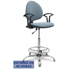PIQUERAS Y CRESPO NOWY STYL Taburete Smart micro gris brazos fijos base cromada y topes en Huesoi
