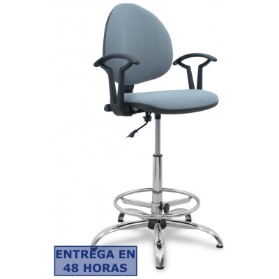 PIQUERAS Y CRESPO NOWY STYL Taburete Smart micro gris brazos fijos base cromada y topes en Huesoi