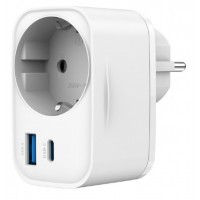 CARGADOR RAPIDO GEMBIRD USB DE 2 PUERTOS CON TOMA DE CA DE PASO 20 W BLANCO en Huesoi