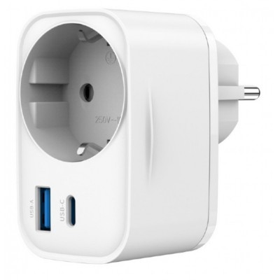 CARGADOR RAPIDO GEMBIRD USB DE 2 PUERTOS CON TOMA DE CA DE PASO 20 W BLANCO en Huesoi