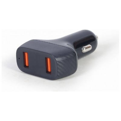 CARGADOR RÃ?PIDO DE COCHE USB GEMBIRD DE 2 PUERTOS, QC3.0, 36 W, NEGRO en Huesoi