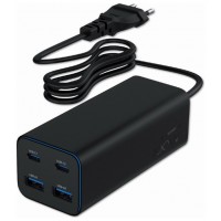 CARGADOR RAPIDO GEMBIRD USB POWERDELIVERY GAN DE 4 PUERTOS 100 W NEGRO en Huesoi