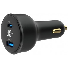 CARGADOR RAPIDO PARA COCHE GEMBIRD USB DE 2 PUERTOS, TIPO C PD, LCD, 30 W,NEGRO en Huesoi