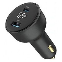 CARGADOR RAPIDO PARA COCHE GEMBIRD USB DE 2 PUERTOS, TIPO C PD, LCD, 65 W,NEGRO en Huesoi