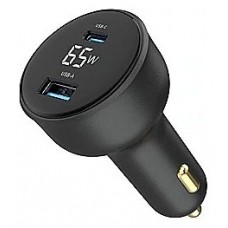 CARGADOR RAPIDO PARA COCHE GEMBIRD USB DE 2 PUERTOS, TIPO C PD, LCD, 65 W,NEGRO en Huesoi