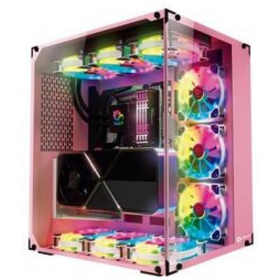 Talius caja Atx gaming Cronos Orchid RGB cristal templado USB 3.0 (Incluye 3 ventiladores) en Huesoi