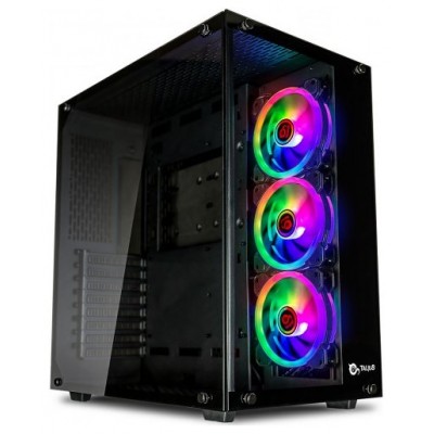 Talius caja Atx gaming Cronos Negra RGB cristal templado USB 3.0 (Incluye 3 ventiladores) en Huesoi