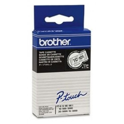 BROTHER Cinta laminada transparente/negro 12mm 7,7m en Huesoi