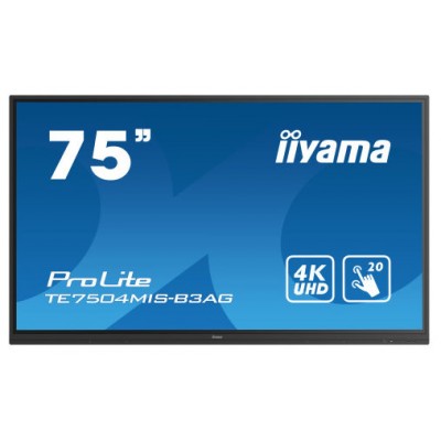 iiyama TE7504MIS-B3AG pizarra y accesorios interactivos 190,5 cm (75") 3840 x 2160 Pixeles Pantalla táctil Negro (Espera 4 dias) en Huesoi