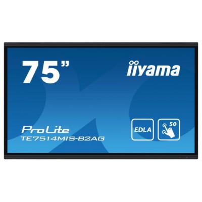 iiyama PROLITE TE7514MIS-B2AG Pantalla plana para señalización digital 190,5 cm (75") LCD Wifi 435 cd / m² 4K Ultra HD Negro Pantalla táctil Procesador incorporado Android 24/7 (Espera 4 dias) en Huesoi