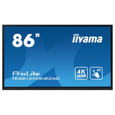 iiyama TE8612MIS-B3AG pantalla de señalización Diseño de quiosco 2,18 m (86") LCD Wifi 400 cd / m² 4K Ultra HD Negro Pantalla táctil Procesador incorporado Android 11 24/7 (Espera 4 dias) en Huesoi