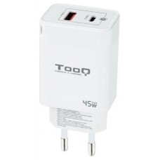 CARGADOR USB-C TOOQ PARED GAN USB-C/PD + USB-A/QC 45W en Huesoi