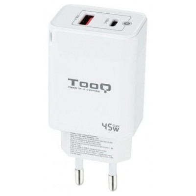 CARGADOR USB-C TOOQ PARED GAN USB-C/PD + USB-A/QC 45W en Huesoi