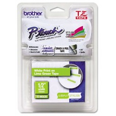 BROTHER Cinta laminada Verde lima/Blanco mate 5m, 12mm en Huesoi