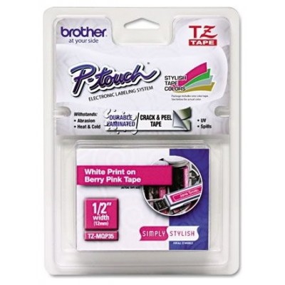 BROTHER Cinta laminada Rosa/Blanco mate 5m, 12mm en Huesoi