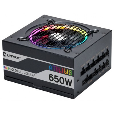 Unyka Atilius Black RGB 650W - 90% Gold - Full modular en Huesoi