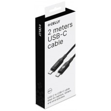 Celly Cable UsbC-UsbC2  2Mt Led BK 100w en Huesoi