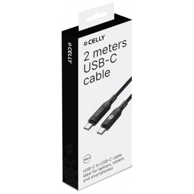 Celly Cable UsbC-UsbC2  2Mt Led BK 100w en Huesoi