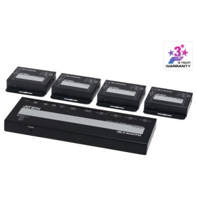 ATEN 4-PORT 4K HDMI CAT 6 SPLITTER WITH 4 RECEIVERS KIT, WITH LOCAL HDMI OUTPUT, IR RECEIVERS, AND POC (Espera 4 dias) en Huesoi