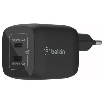 CARGADOR DE PARED BELKIN WCH011VFBK DOBLE USB-C GAN en Huesoi