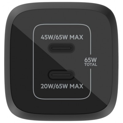 CARGADOR DE PARED BELKIN WCH013VFBK DOBLE USB-C GAN en Huesoi