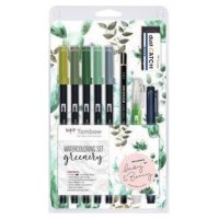 KIT WATERCOLORING SET GREENERY (1X ABT-098,228,249,312, N52 WS-EFL01 MONO-100-H EN-DC WB-FN-1 P PALETA DE MEZCLAS INSTRUCCIONES) TOMBOW WCS-GR (Espera 4 dias) en Huesoi