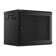 ARMARIO LANBERG 9U 600X450 CON PUERTA PERFORADA RACK 19 H-60 KG NEGRO FLAT PACK en Huesoi