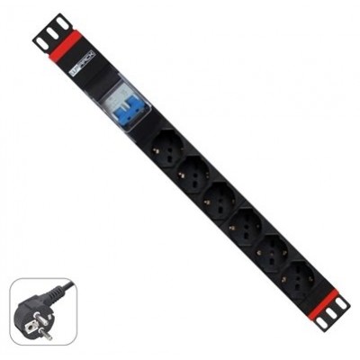 REGLETA RACK WP 19" 6 TOMAS ITA/SCHUKO CON INTERRUPTOR MAGNETO-TERMICO en Huesoi