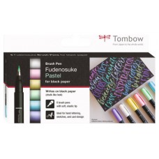 ESTUCHE 6 ROTULADORES BASE DE AGUA FUDENOSUKE PARA PAPEL OSCURO COLORES PASTEL TOMBOW WS-BS-6P (Espera 4 dias) en Huesoi